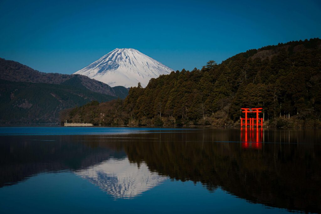 Vue du Mont Fuji depuis le lac Ashi, pour comparer Hakone ou Kawaguchiko.