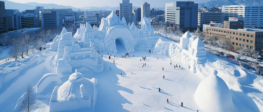 Sapporo snow festival, incontournable pour visiter le Japon en hiver. 